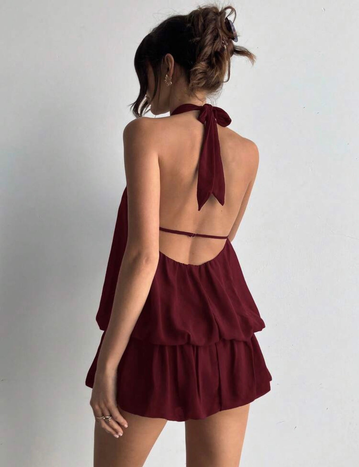 Vestido de burbuja borgoña