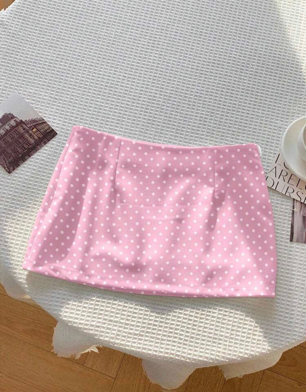 Falda polka dots rosa