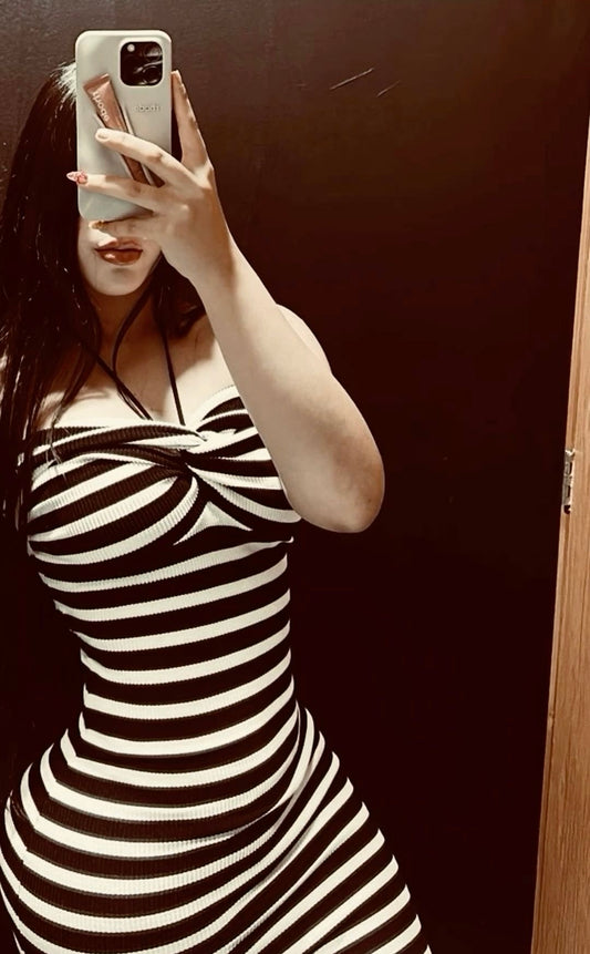 Vestido Black n White Stripes