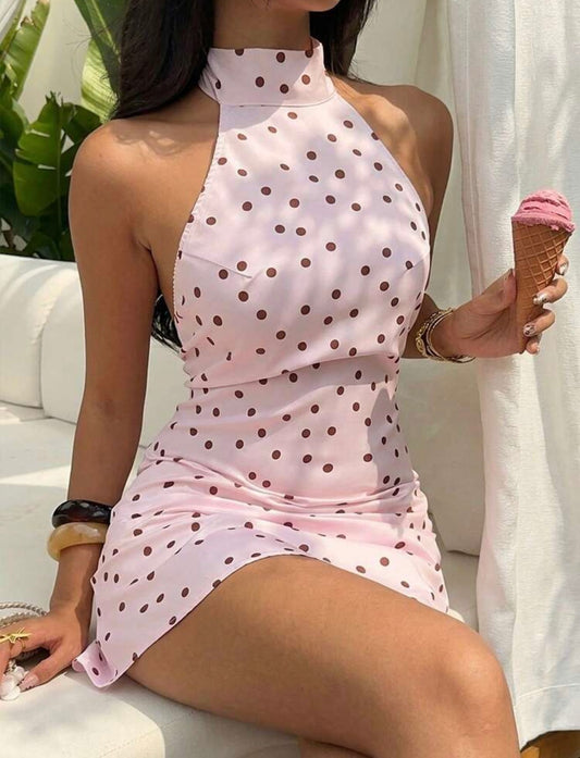 Vestido polka dots rosa