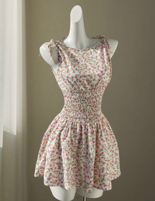 Vestido floral corrugado