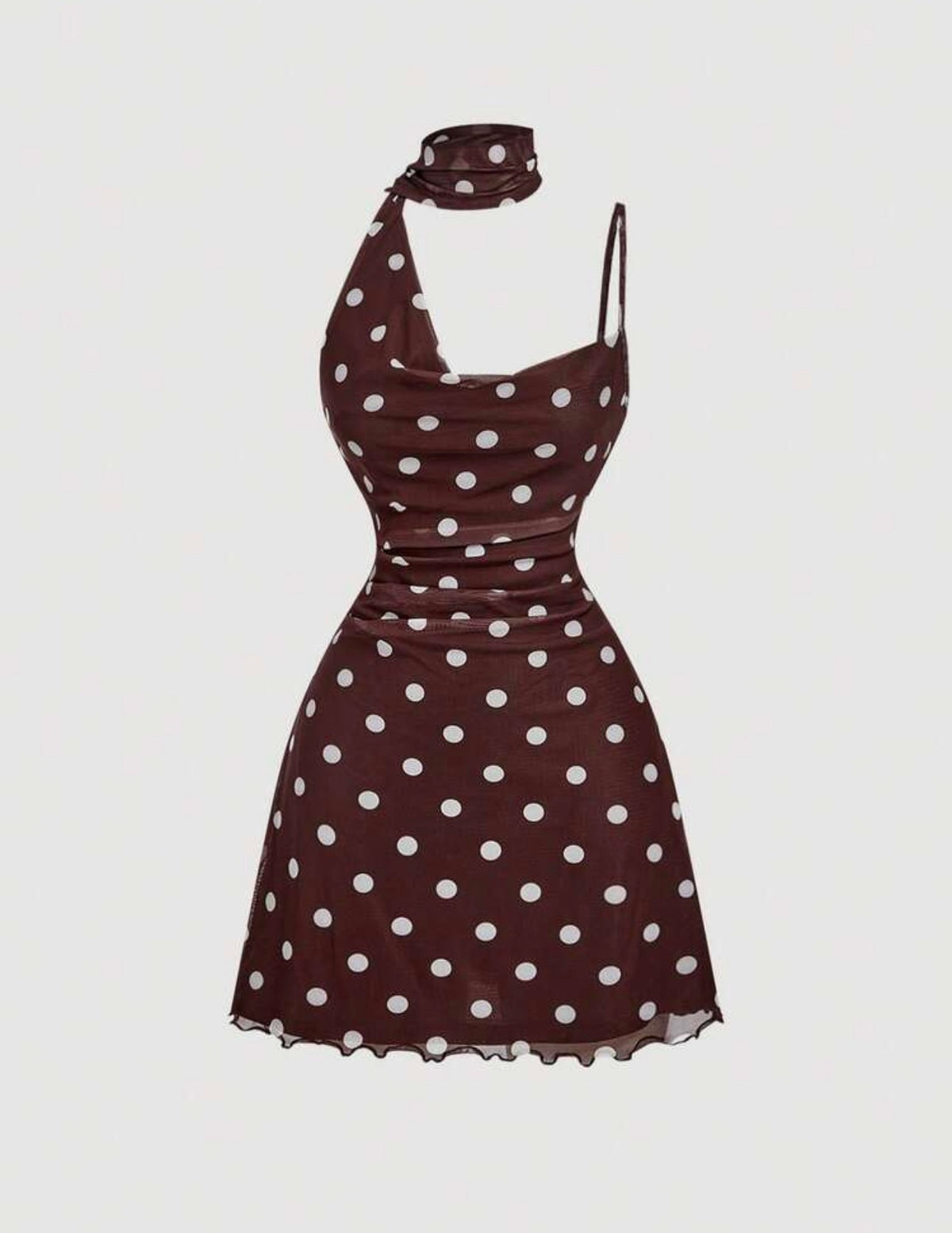 Vestido polka dots café
