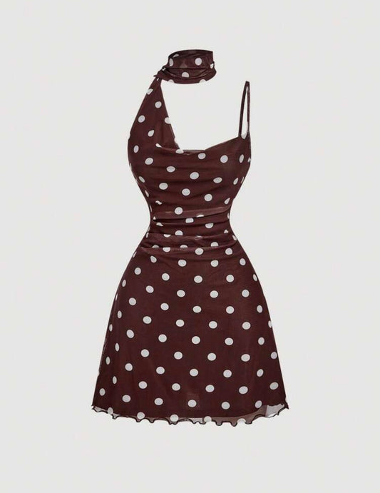Vestido polka dots café