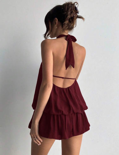 Vestido de burbuja borgoña