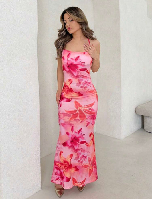 Vestido floral escotado