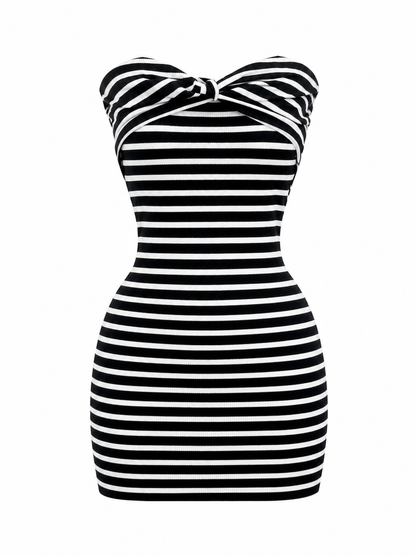 Vestido Black n White Stripes