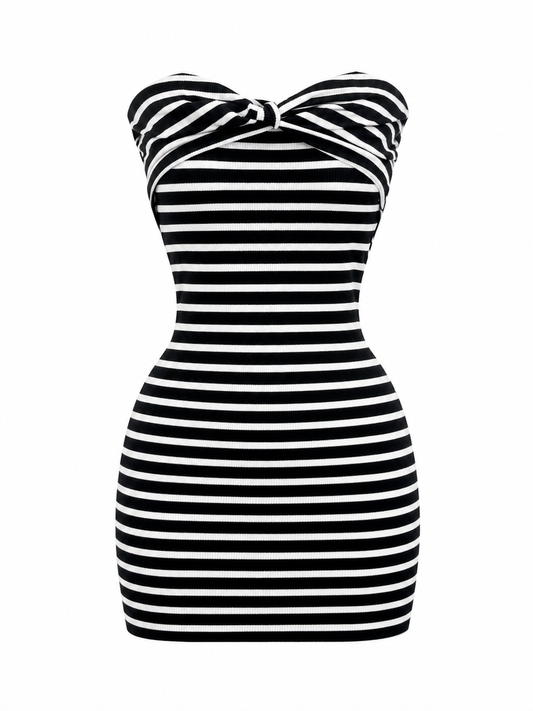 Vestido Black n White Stripes