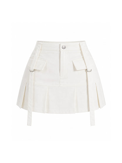 Mini Falda Cargo White