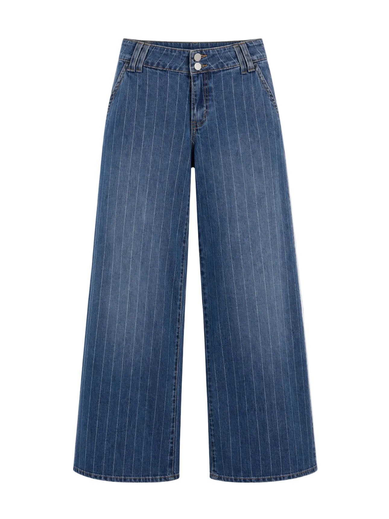 Wide Leg Mid Rise Jeans Stripes